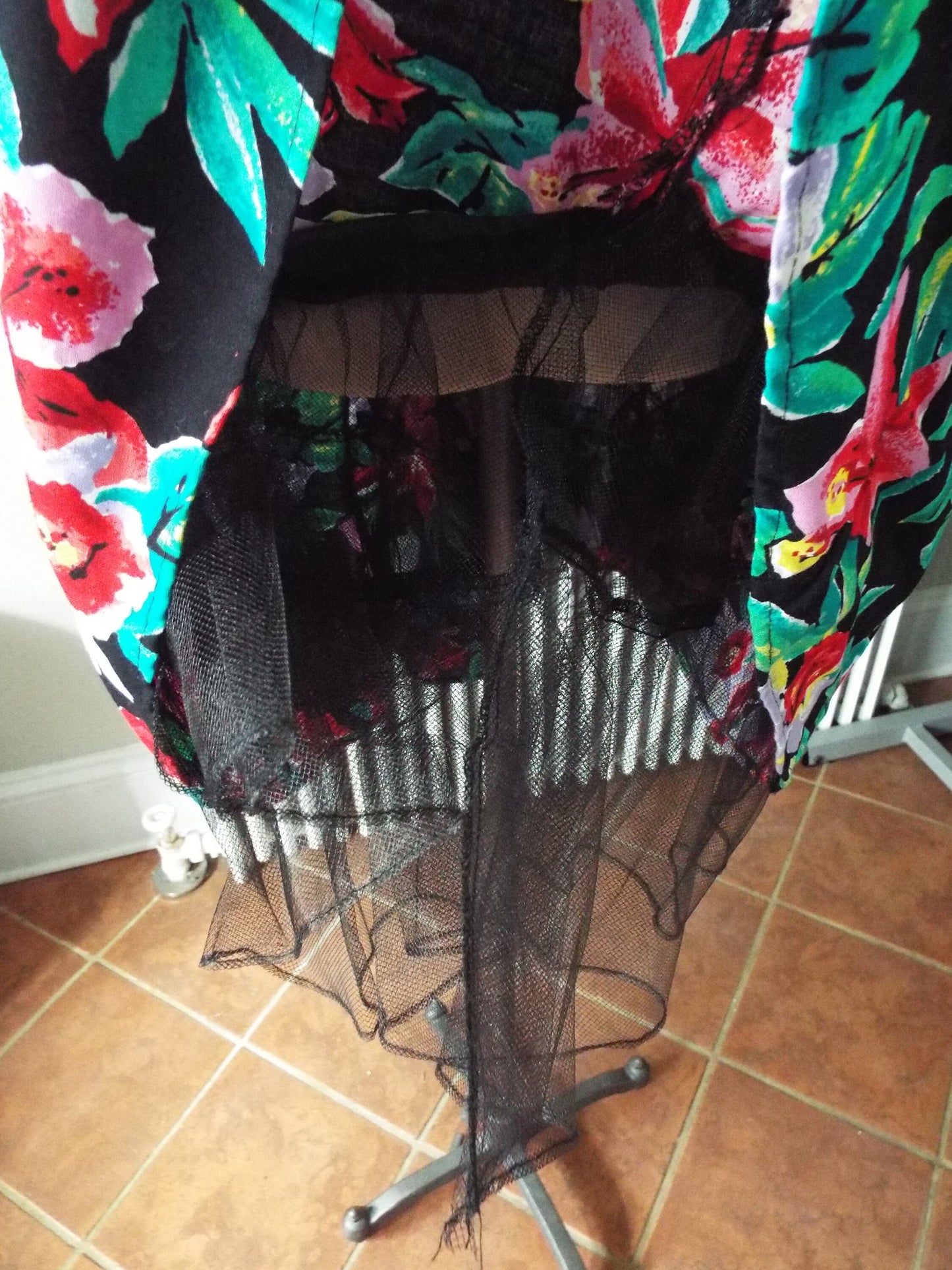Vintage Sleeveless Floral Print Gown by Joni Blair