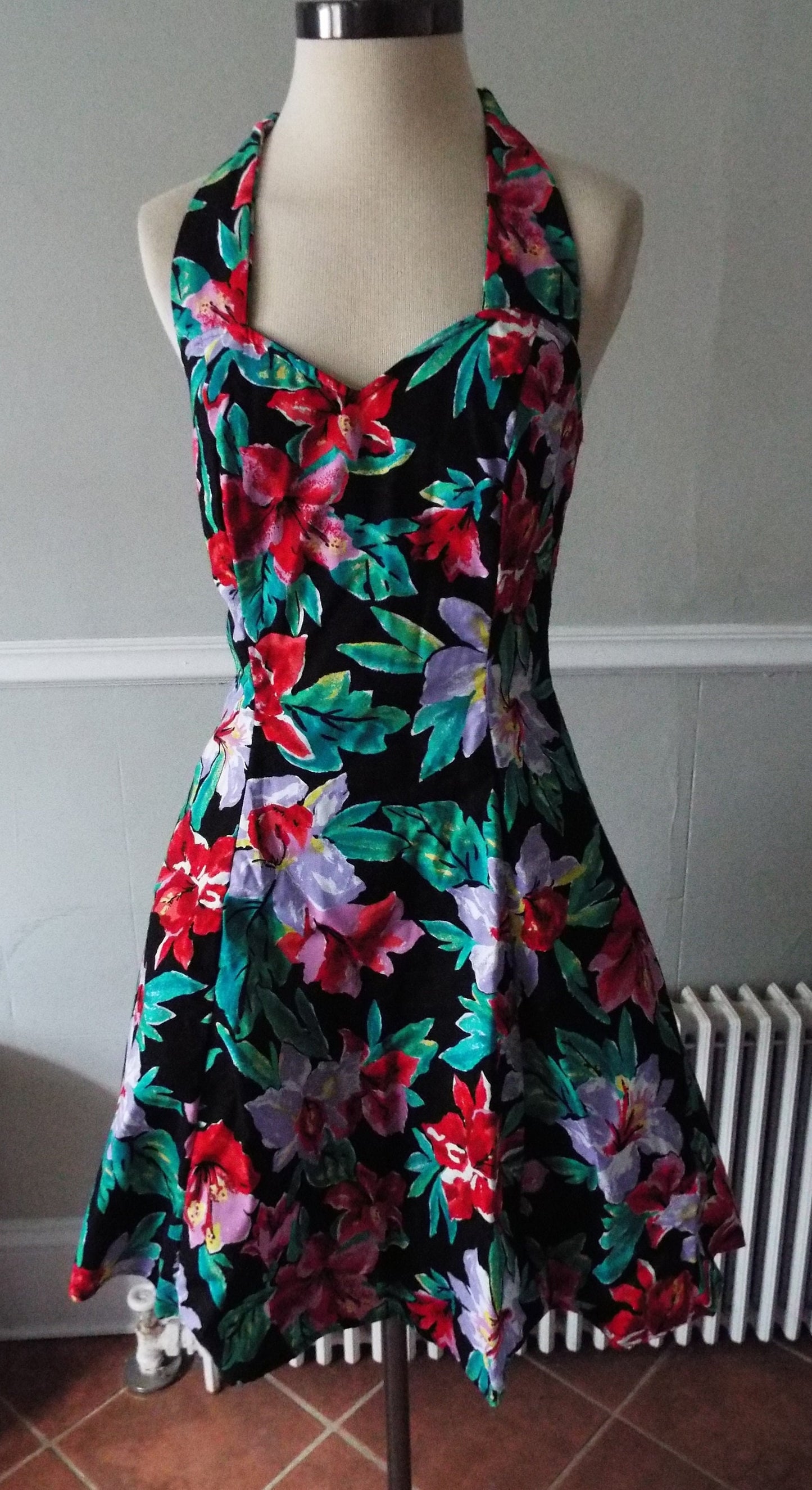 Vintage Sleeveless Floral Print Gown by Joni Blair