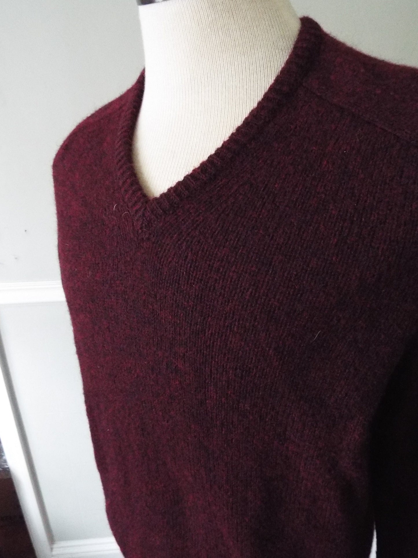Vintage Maroon Long Sleeve Vee Neck Sweater by Jantzen