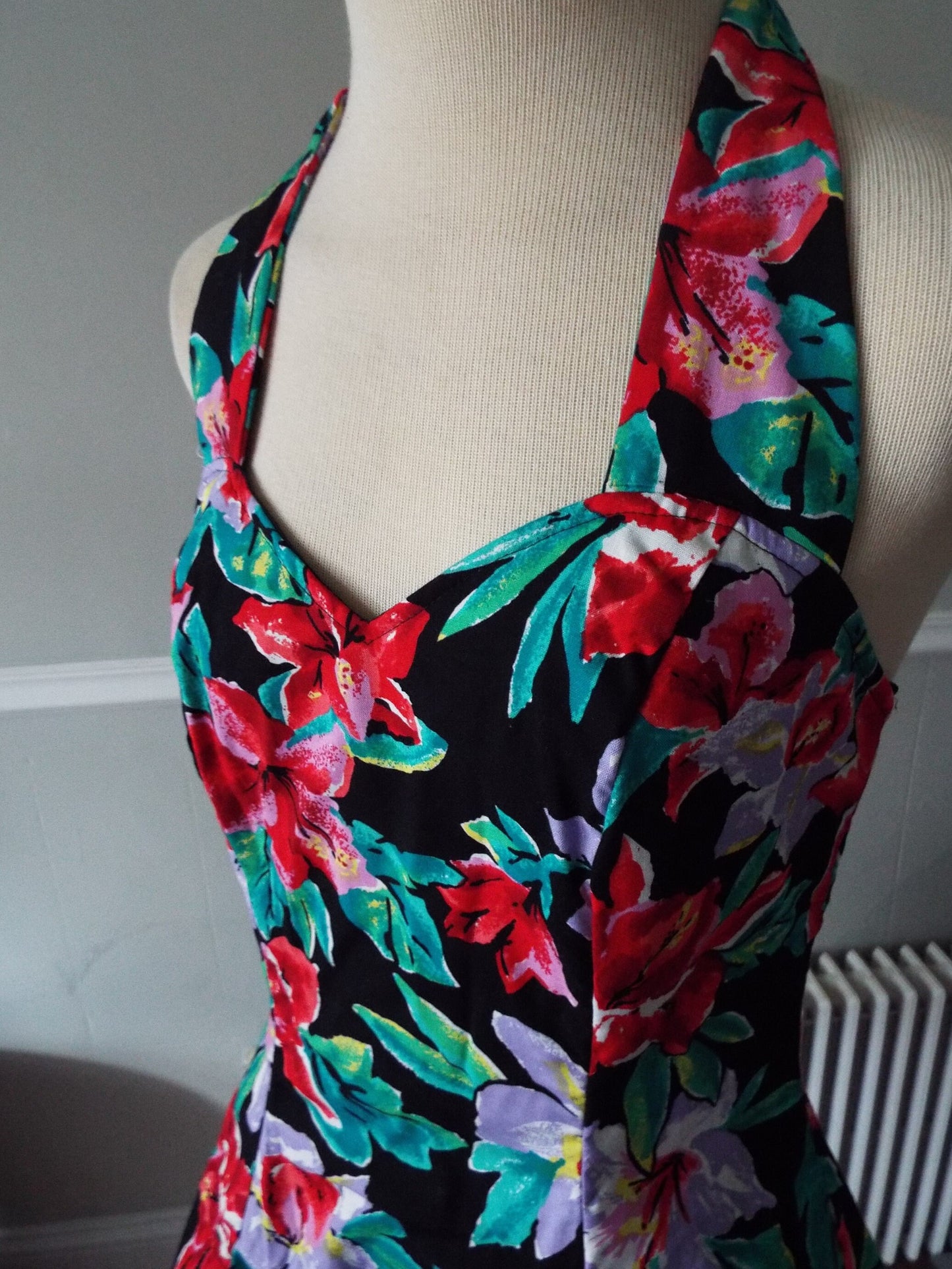Vintage Sleeveless Floral Print Gown by Joni Blair