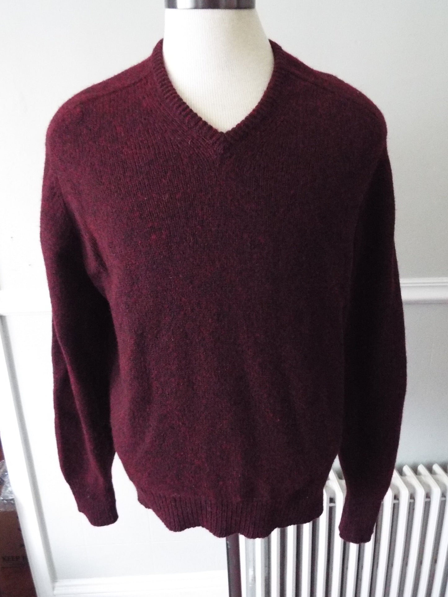 Vintage Maroon Long Sleeve Vee Neck Sweater by Jantzen