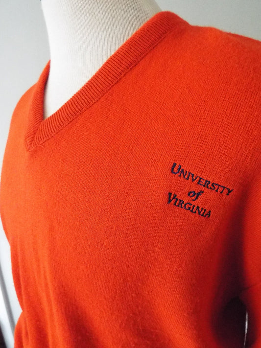 Vintage University of Virgina Long Sleeve Vee Neck Sweater by McBriar