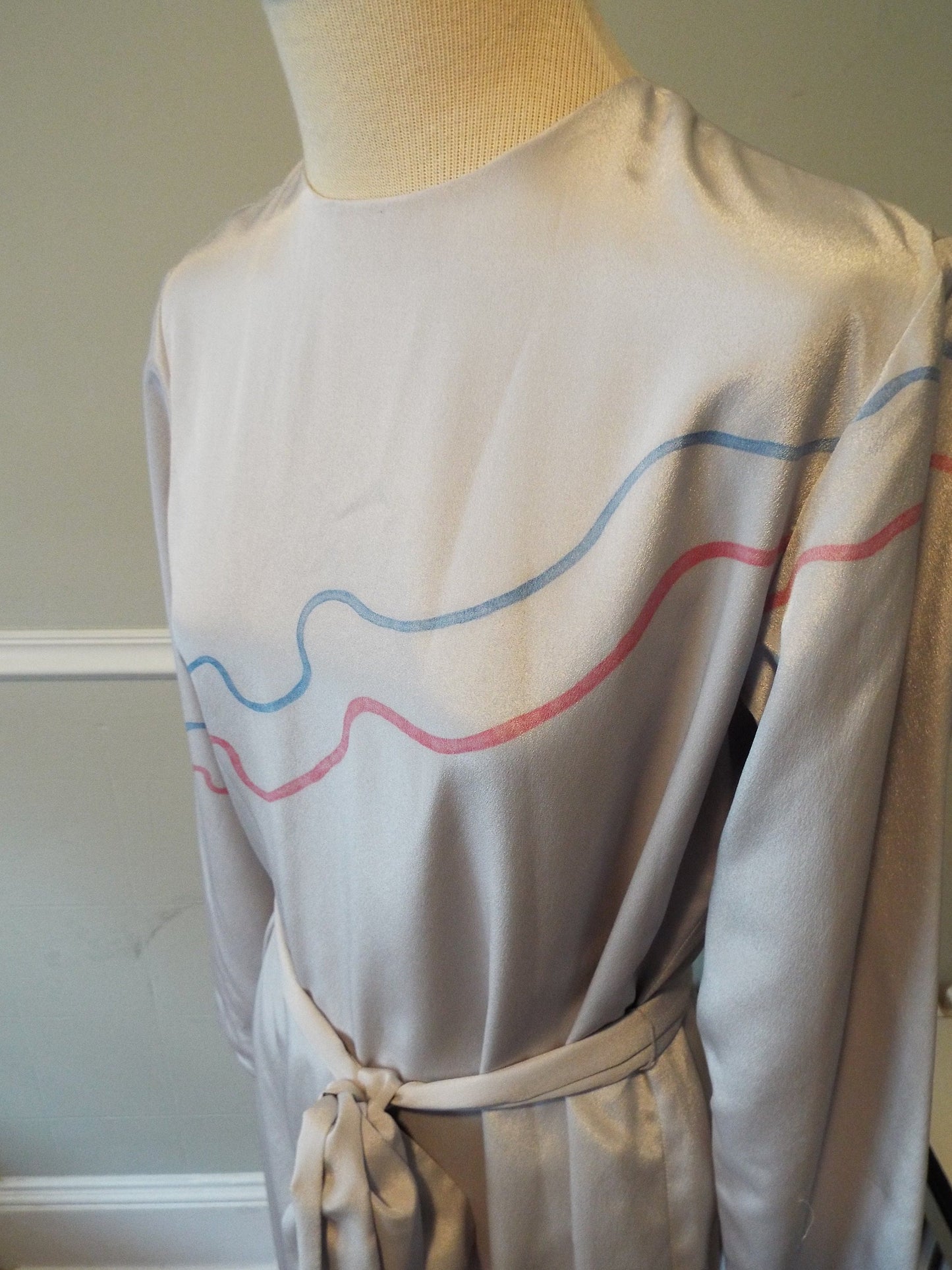 Beautiful Vintage Long Sleeve Silvery Gray Dress