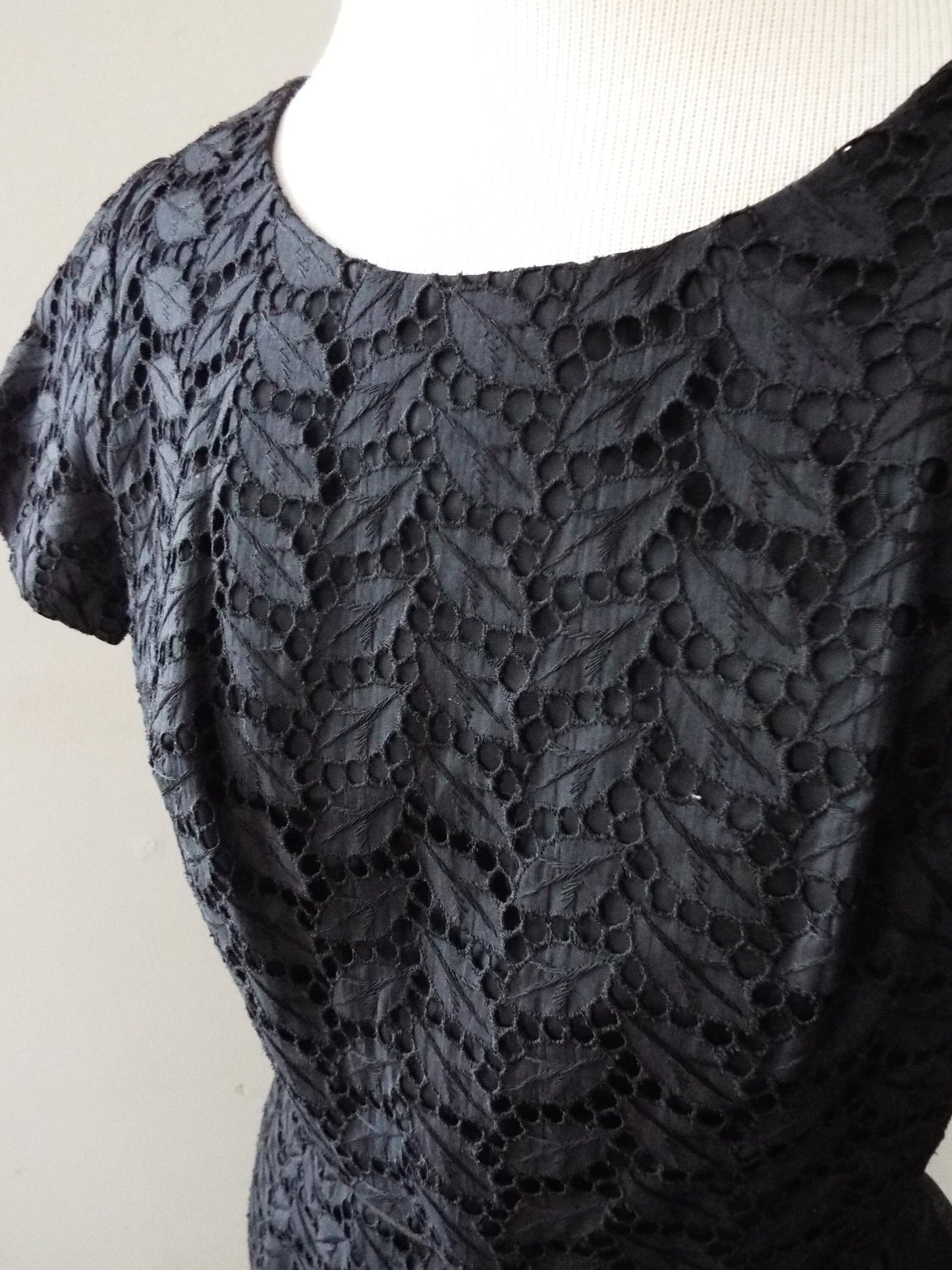Vintage Short Sleeve Little Black Dress with Bow