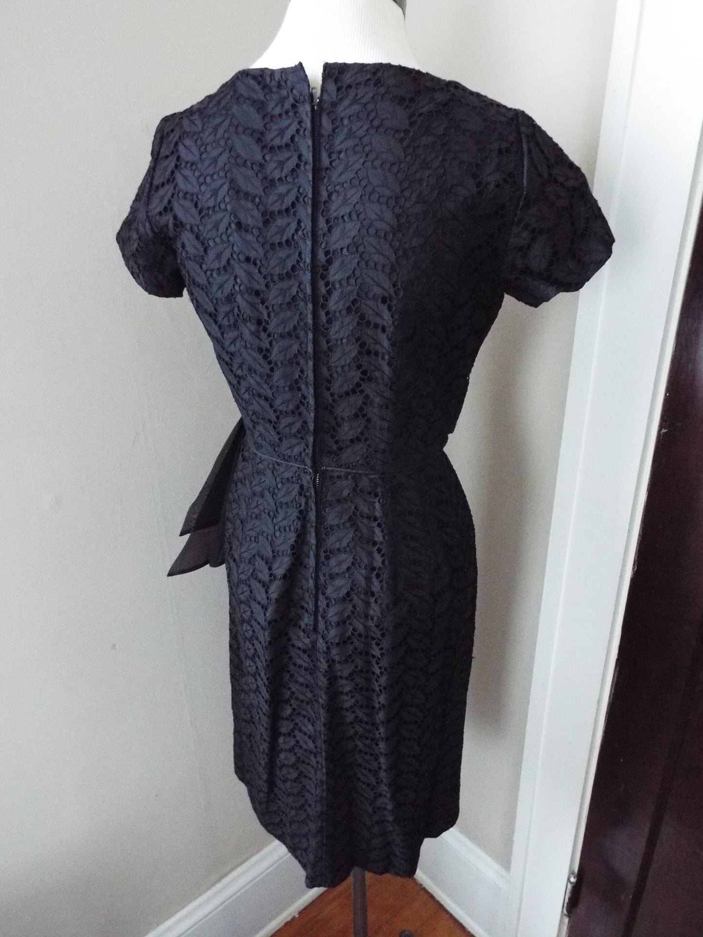 Vintage Short Sleeve Little Black Dress with Bow