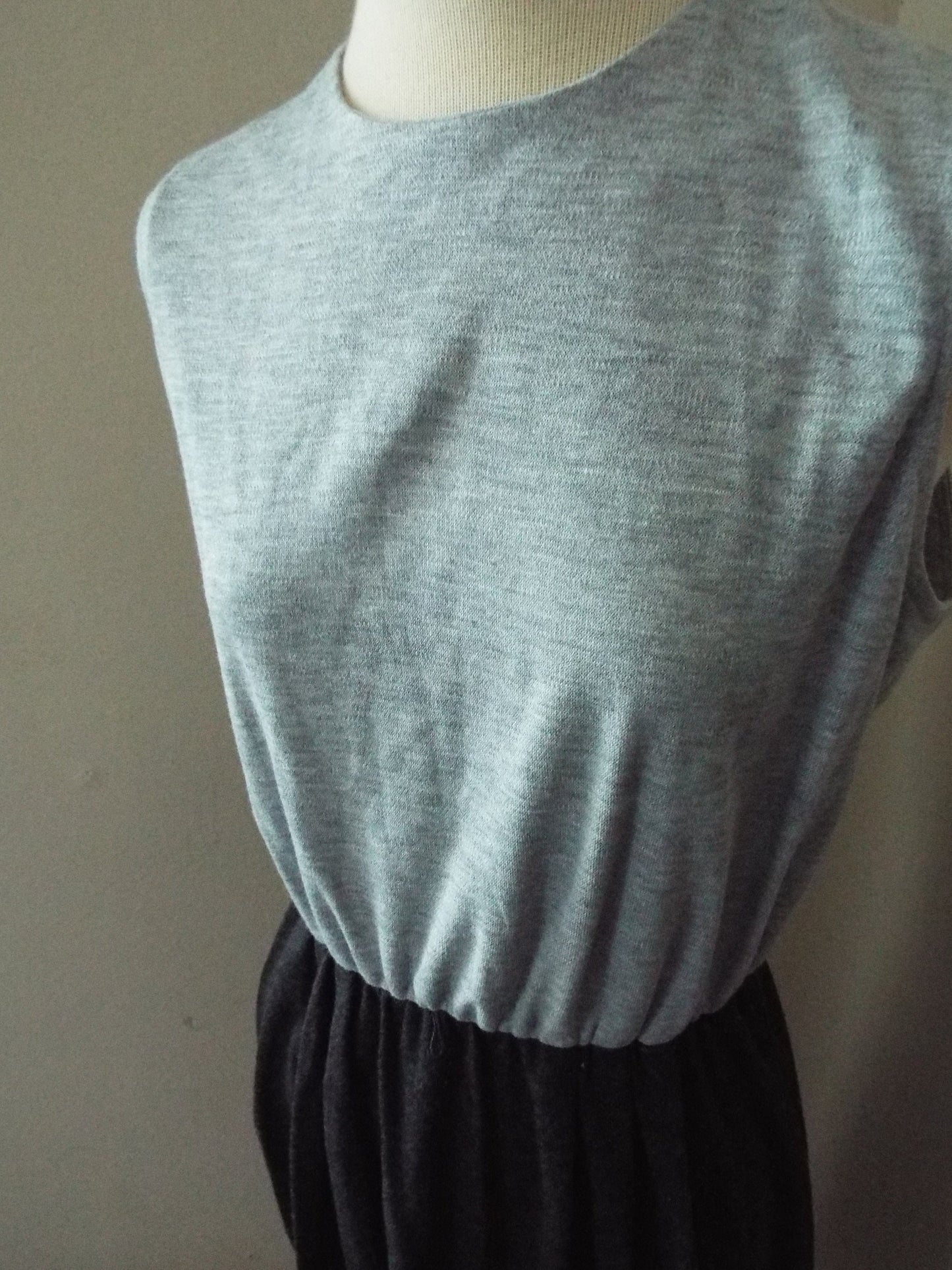 Vintage Sleeveless Light and Dark Gray Dress