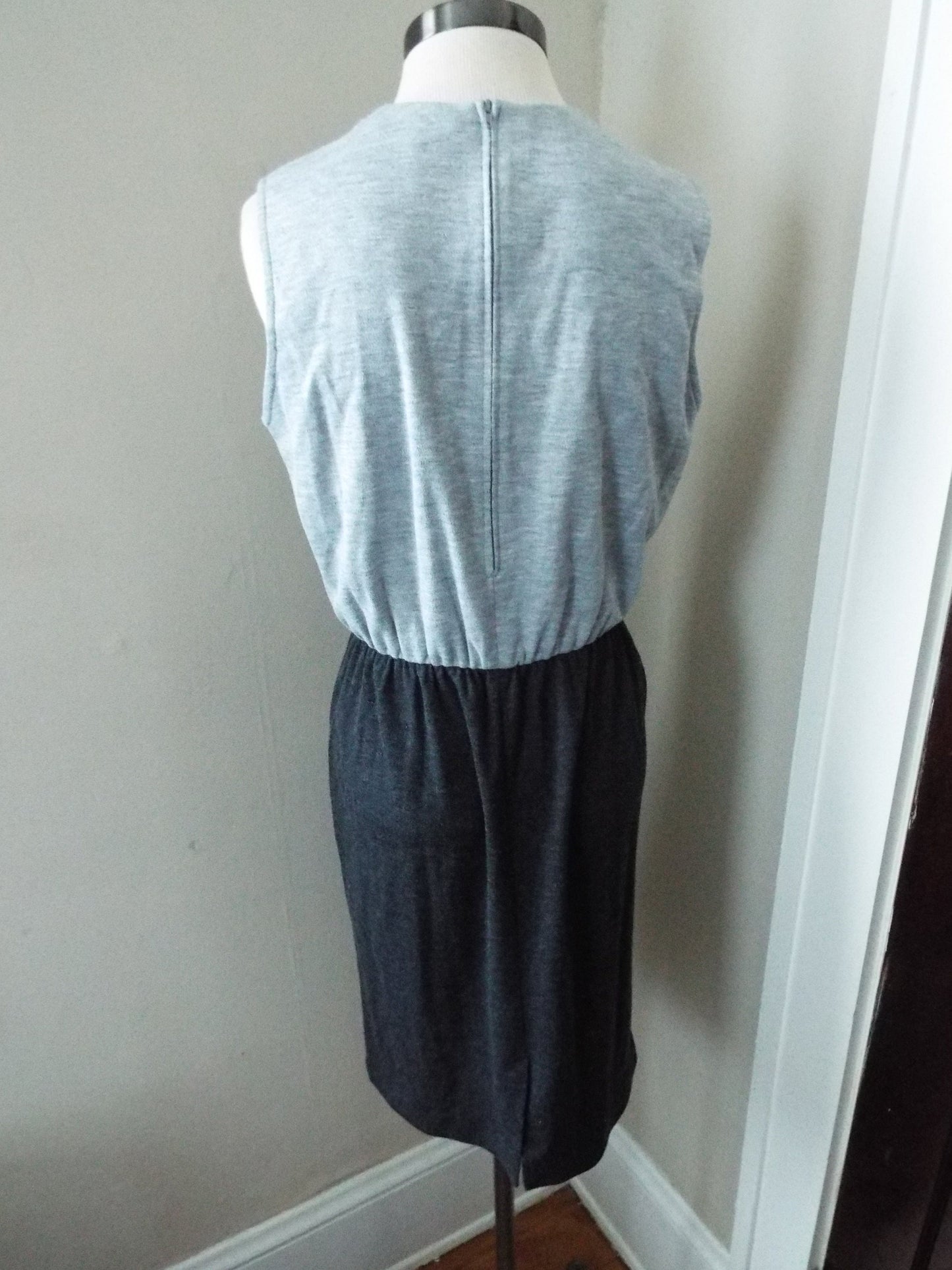 Vintage Sleeveless Light and Dark Gray Dress