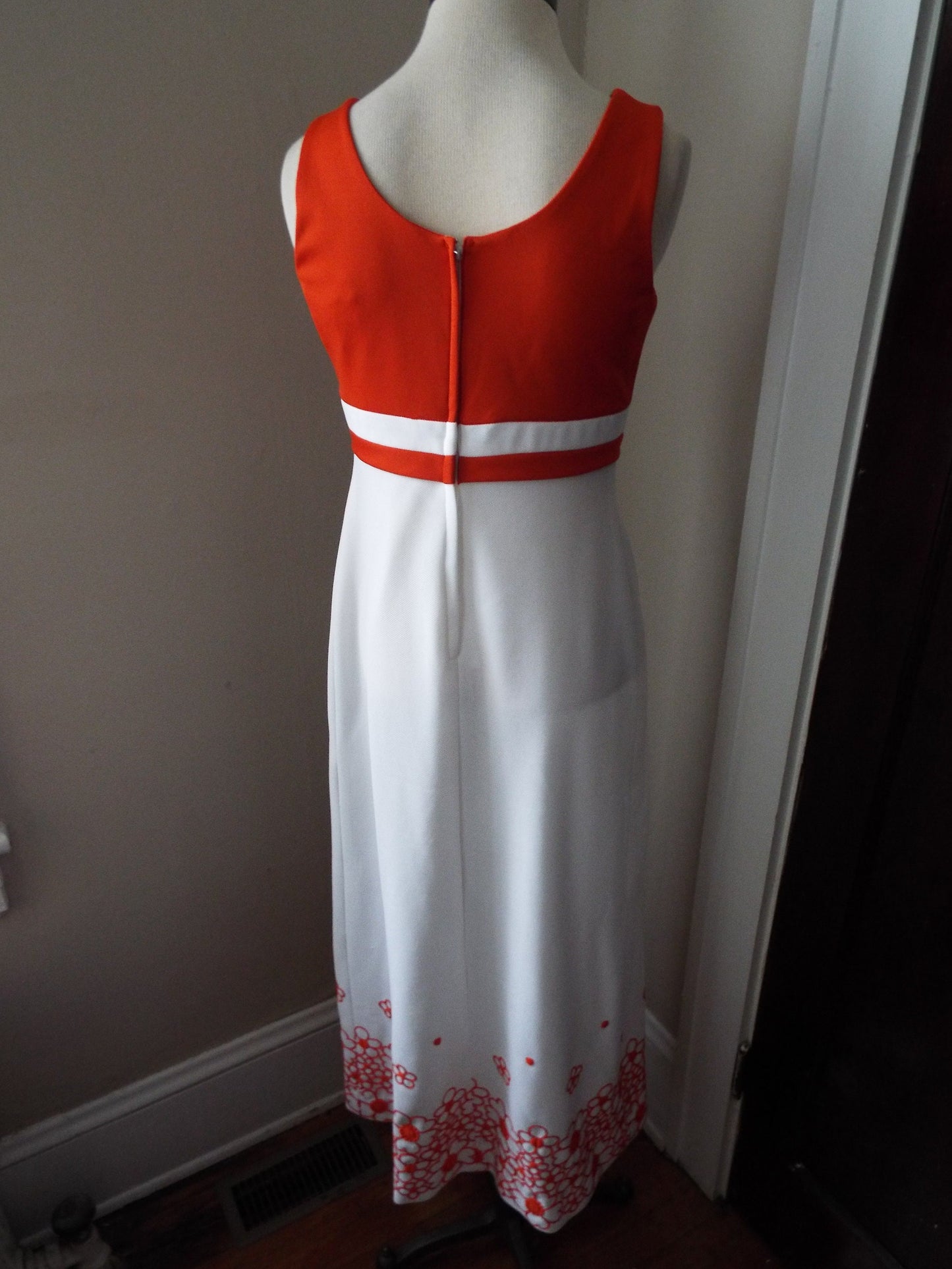 Vintage Sleeveless Orange Floral Dress by Mel Warshaw