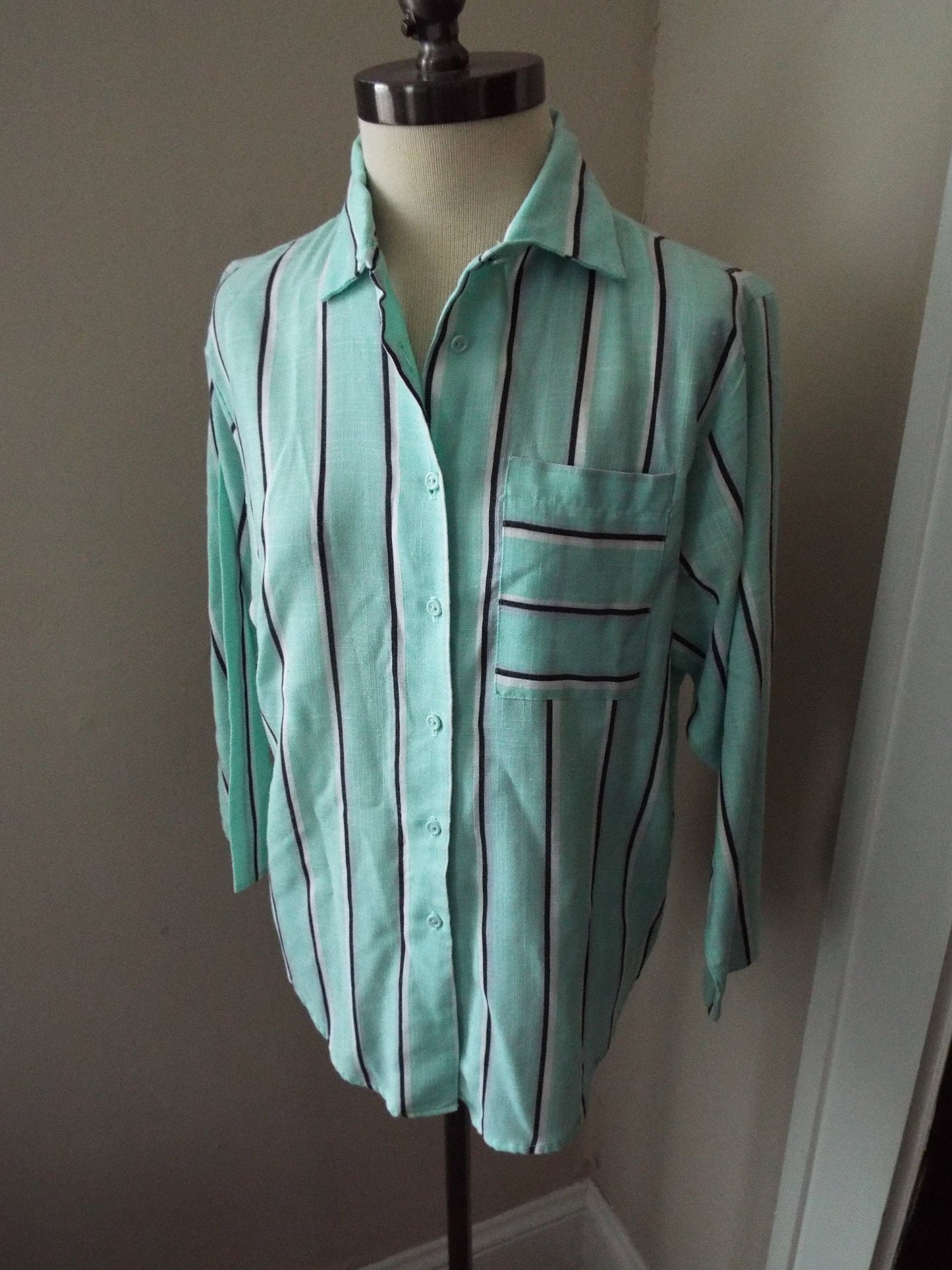 Vintage Long Sleeve Button Down Striped Blouse by Christina's
