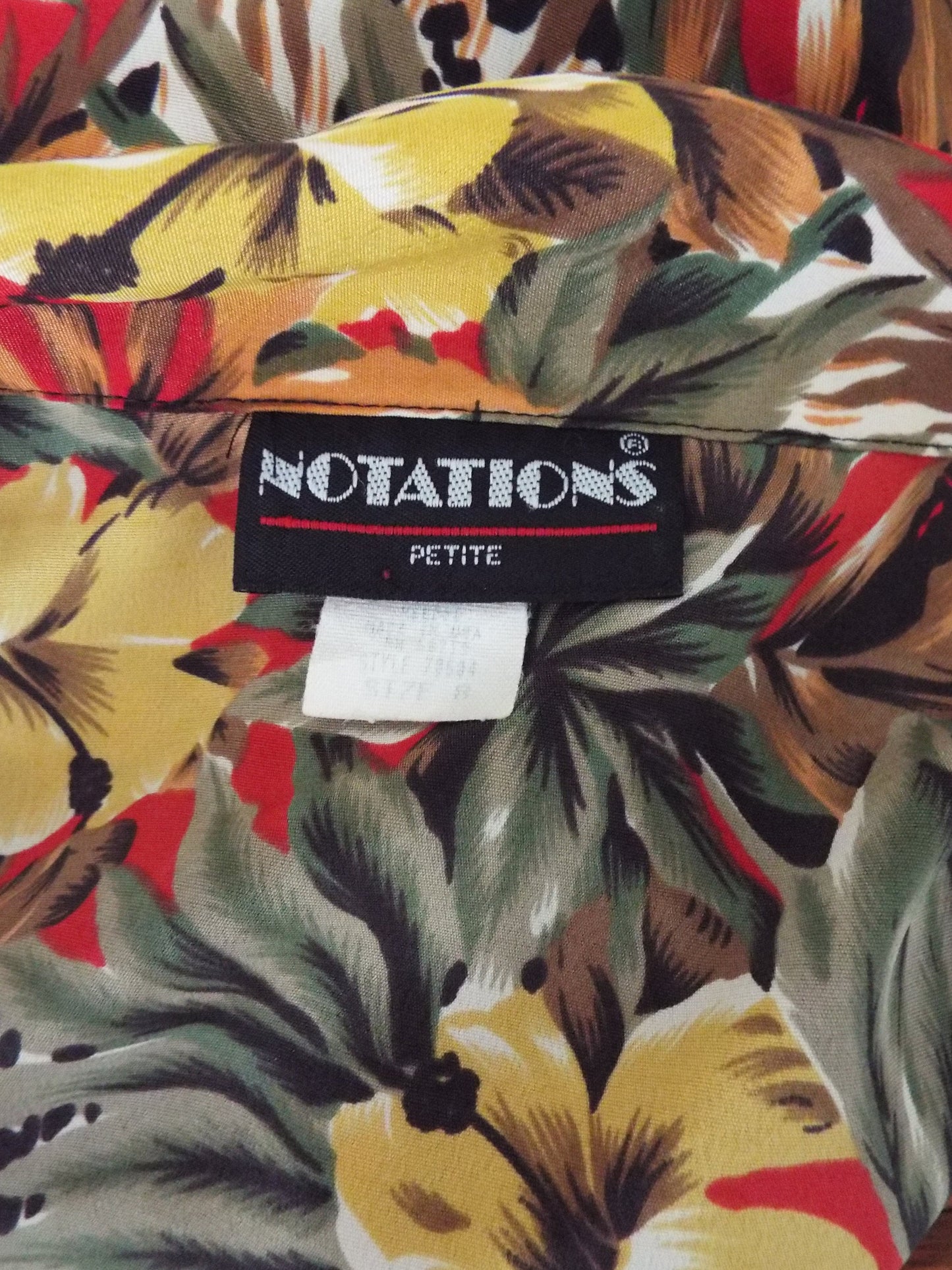 Vintage Short Sleeve Button Down Floral Print Blouse by Notations