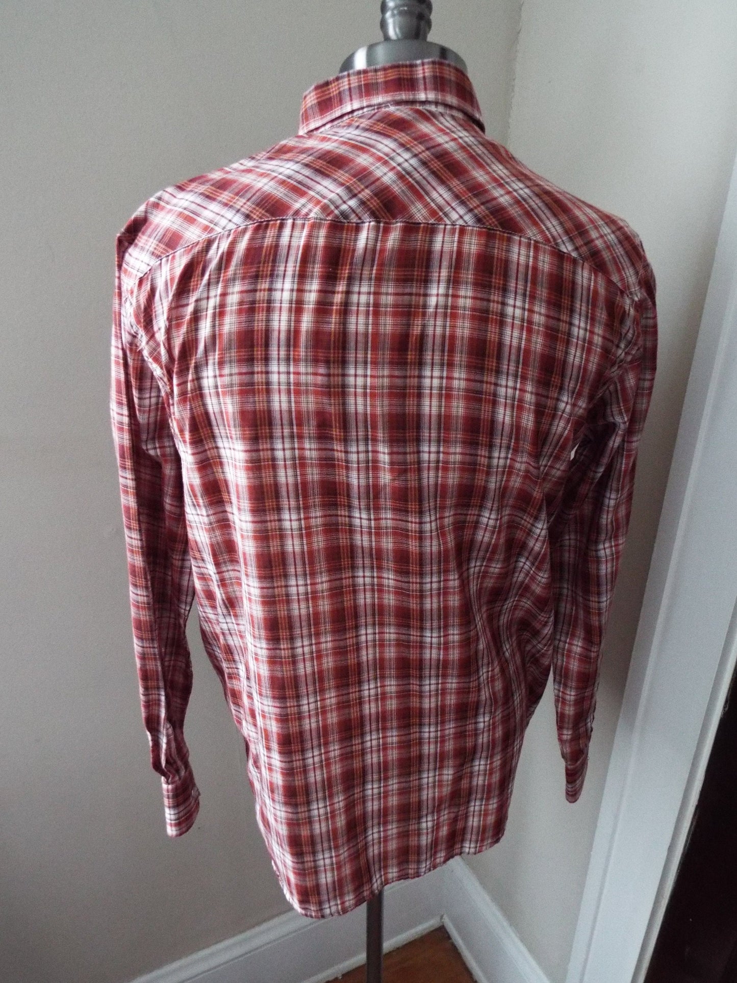 Vintage Long Sleeve Button Down Plaid Western Snap Shirt by Haband