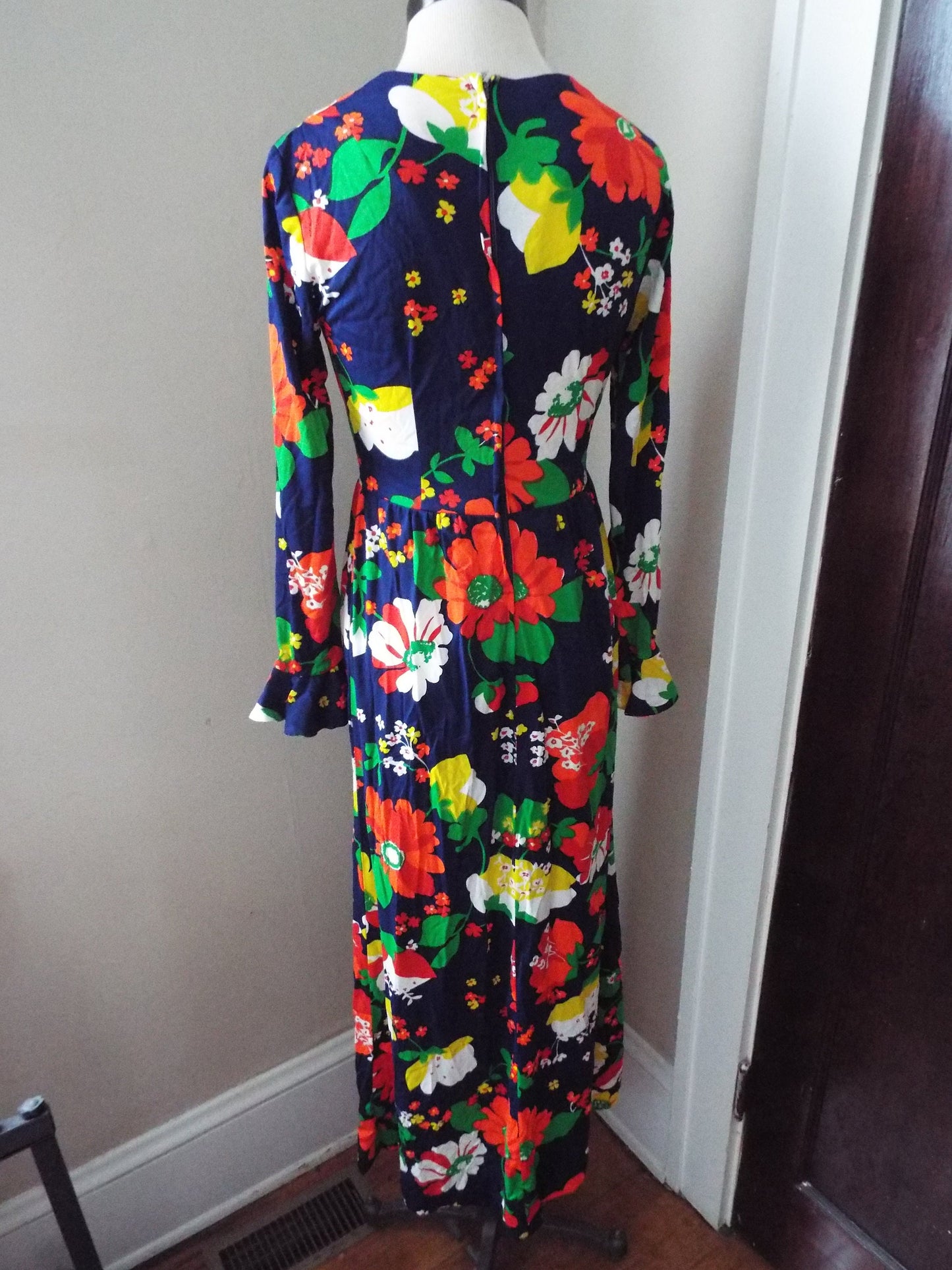 Vintage Long Sleeve Floral Print Maxi Dress by Keram