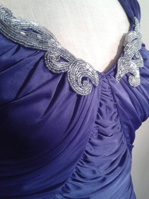 1980's Purple Sleeveless Cocktail Dress by Samir Size 4
