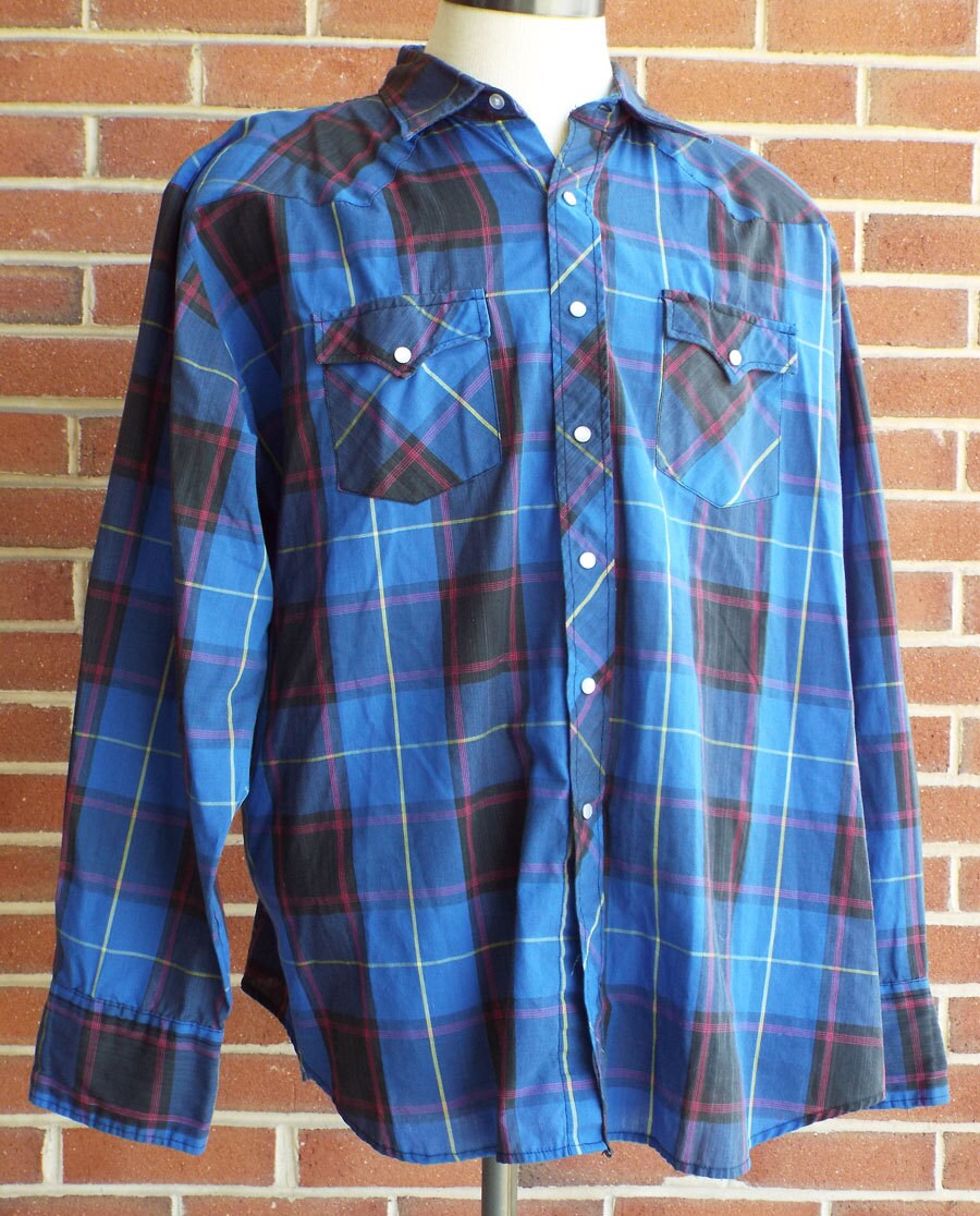Vintage Long Sleeve Western Snap Shirt For the Large Man by Authentic Western Youngbloods
