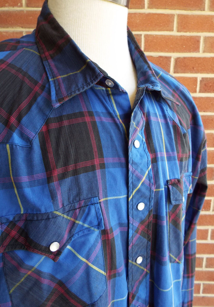 Vintage Long Sleeve Western Snap Shirt For the Large Man by Authentic Western Youngbloods