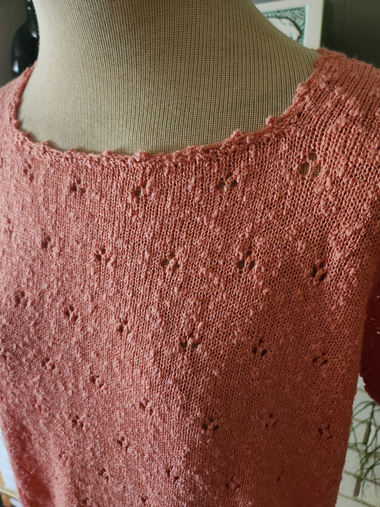 Vintage Pink Short Sleeve Sweater by Le Roy Knitwear