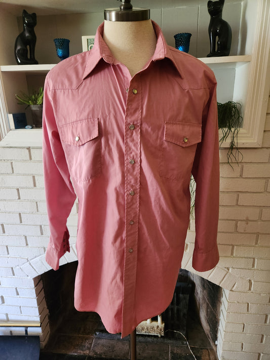 Vintage Handsome in Pink Long Sleeve Western Snap Shirt