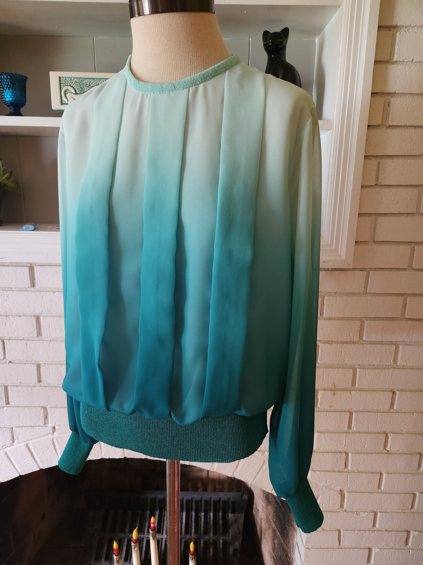 Vintage Long Sleeve Green Blouse by Castleberry