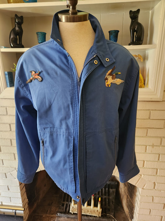 Vintage Blue Jacket with Bird Patches