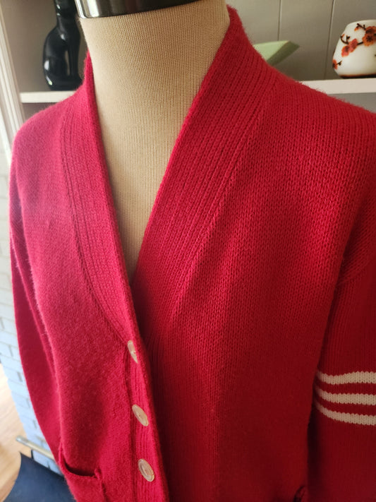 Vintage Long Sleeve Red Cardigan Sweater by Origiknits
