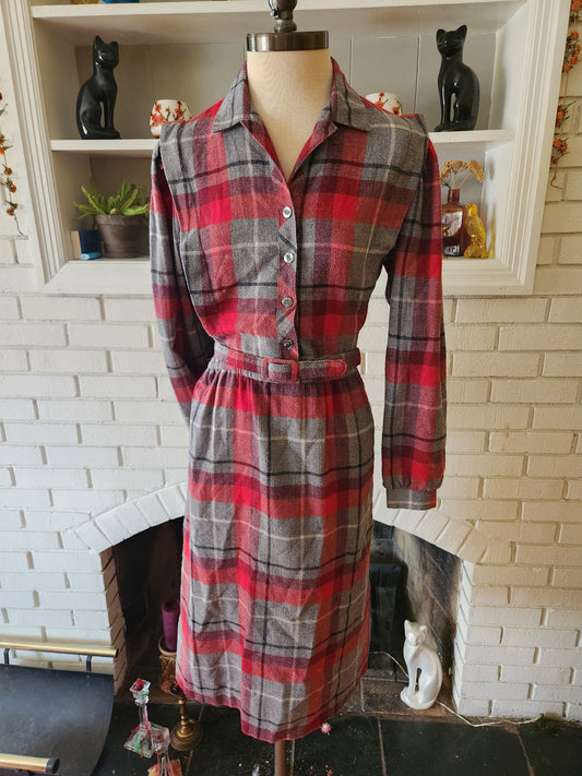 Vintage Long Sleeve Plaid Dress by Kenny Classics