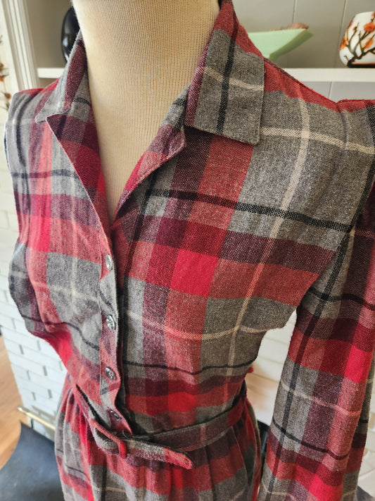 Vintage Long Sleeve Plaid Dress by Kenny Classics