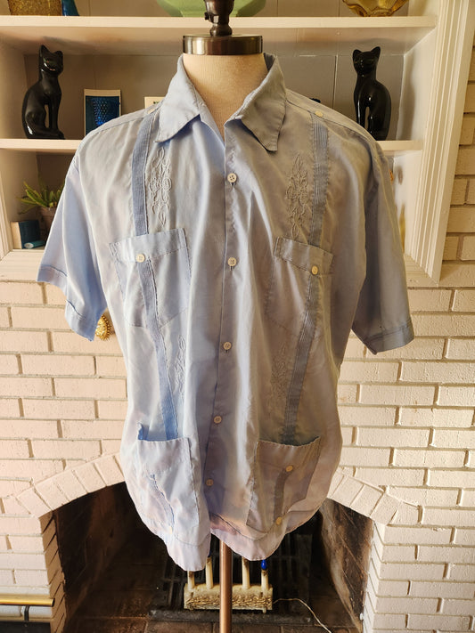 Vintage Blue Mexican Wedding Short Sleeve Shirt by Maya Real