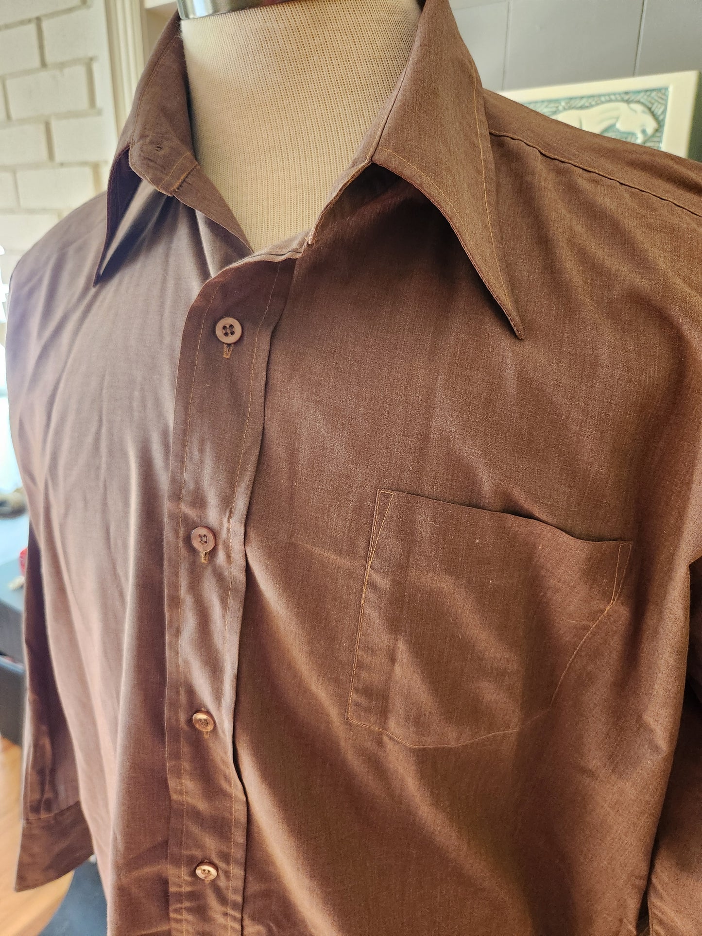 Vintage Button Down Long Sleeve Brown Shirt by Matt Andrews