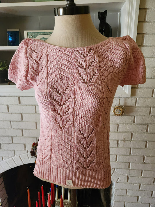 Vintage Pink Short Sleeve Sweater by Cross Country Knits UNWORN!!