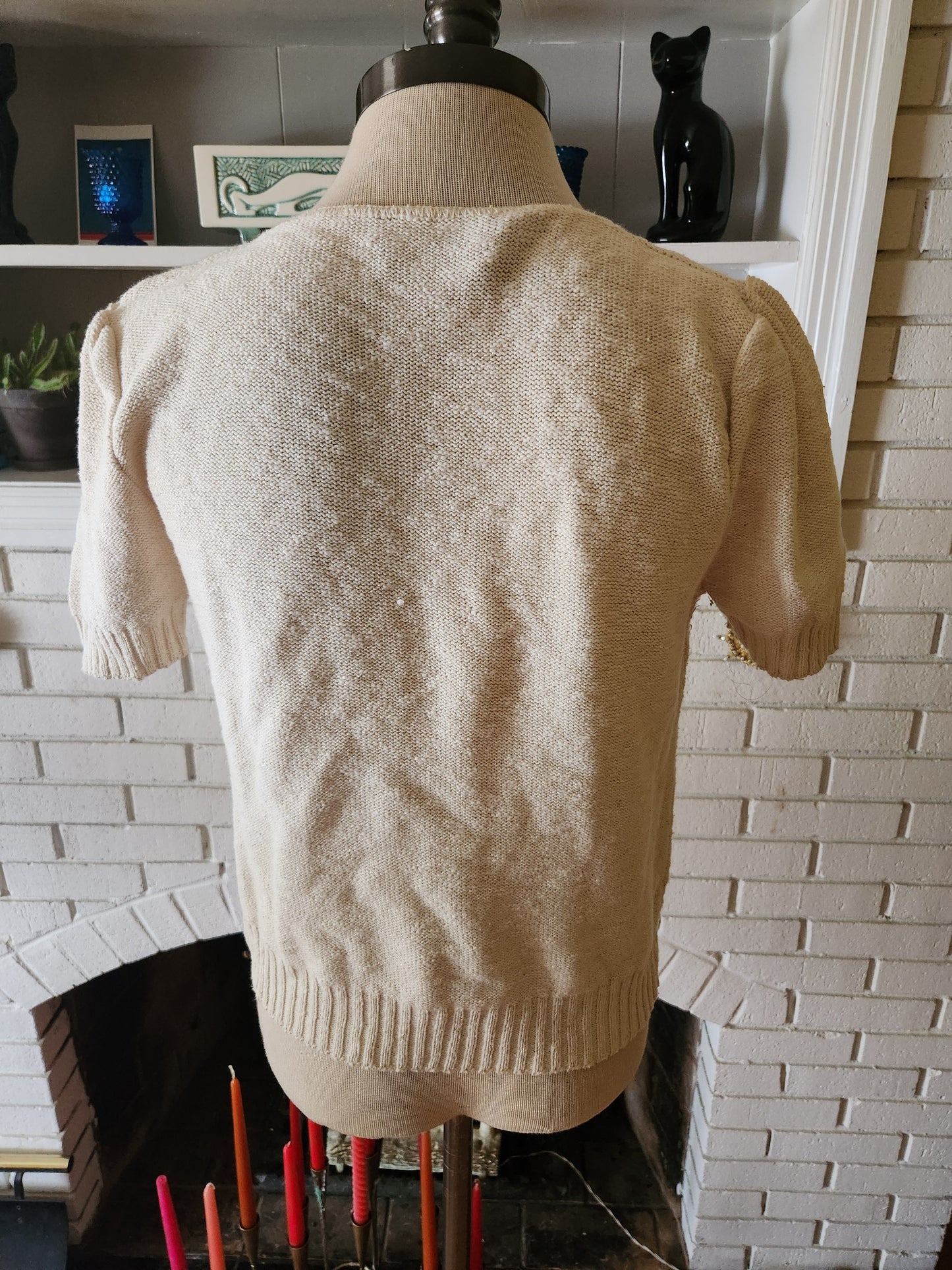 Vintage Off White Short Sleeve Sweater by Castle Square
