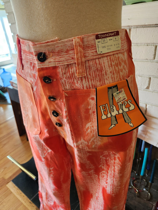 Vintage Orange and White Flare Pants by Towncraft. UNWORN!