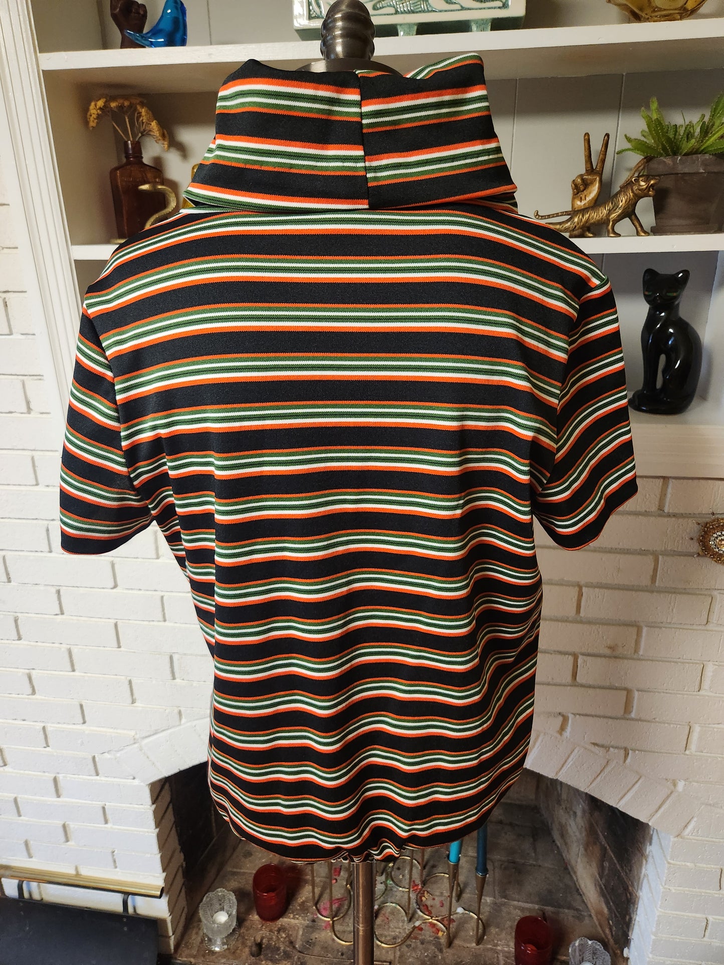Vintage Striped Short Sleeve Blouse