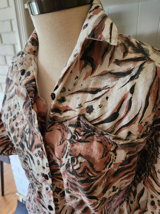 Vintage Button Down Short Sleeve Blouse by Hot Stuff