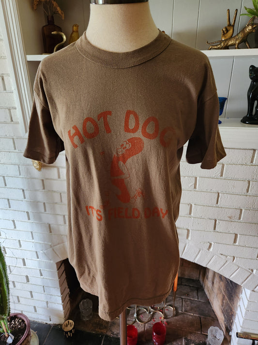Vintage Hand Printed Field Day Tshirt by Tee Swing
