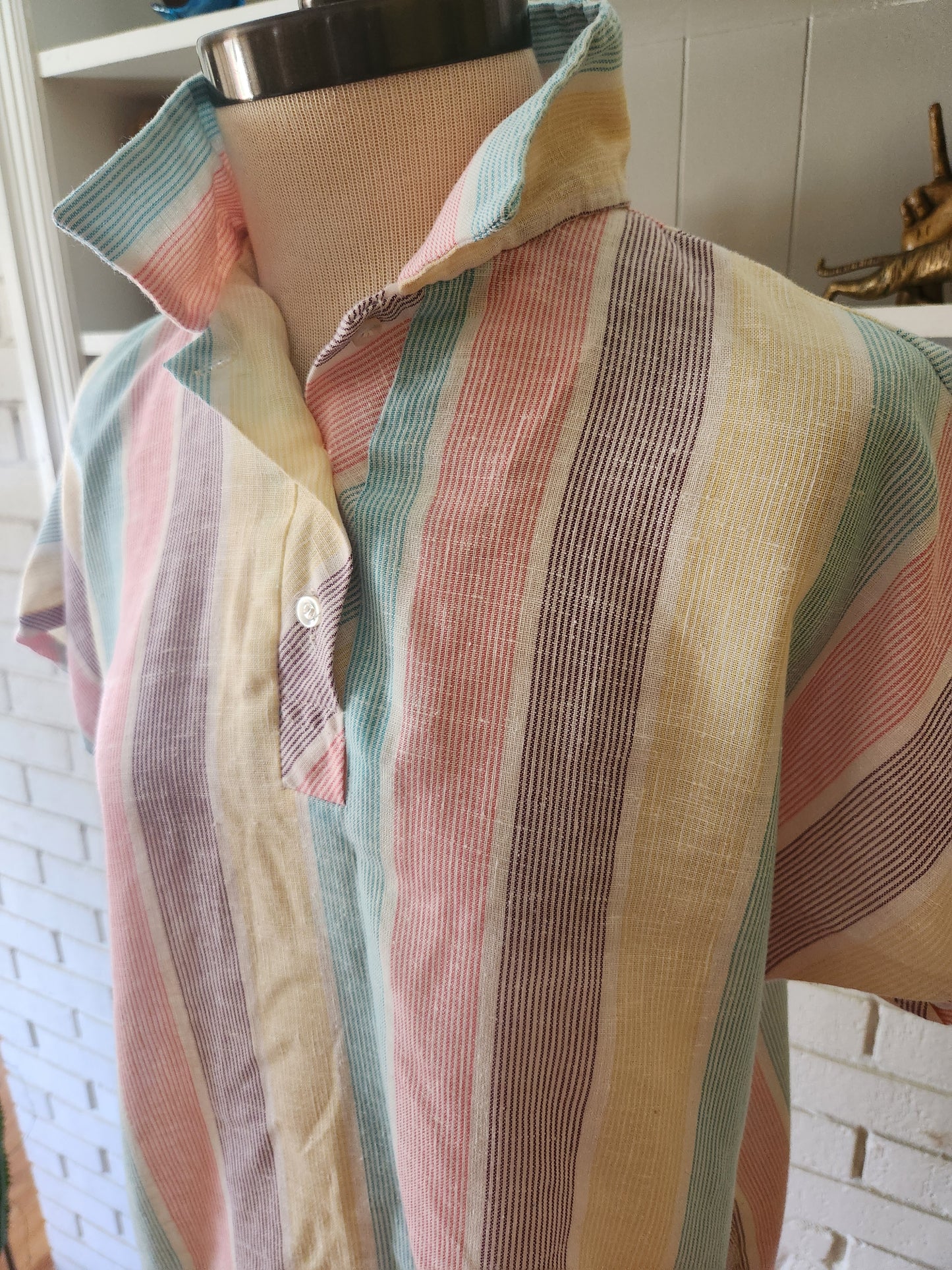 Vintage Short Sleeve Striped Blouse