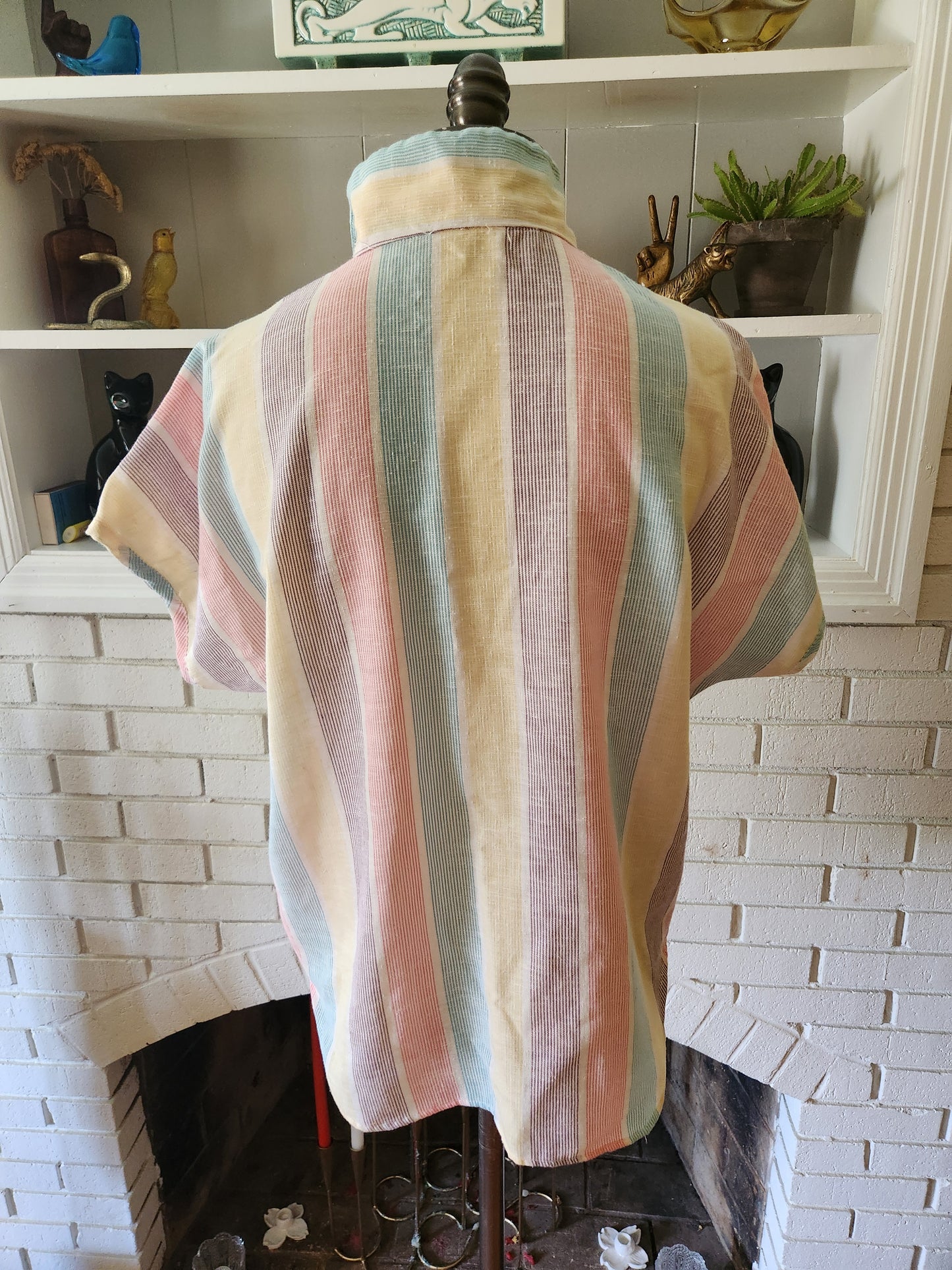 Vintage Short Sleeve Striped Blouse