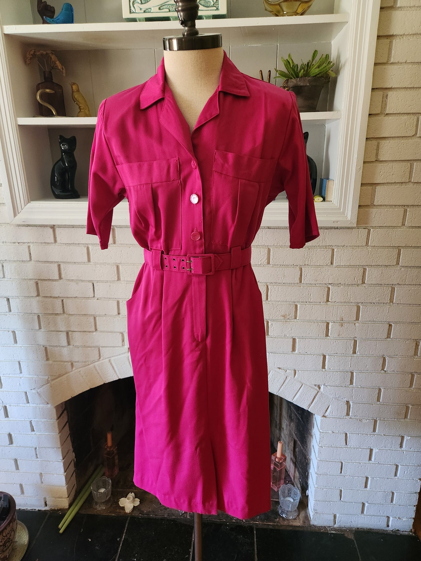 Vintage Short Sleeve Pink Dress by S.L. Petites