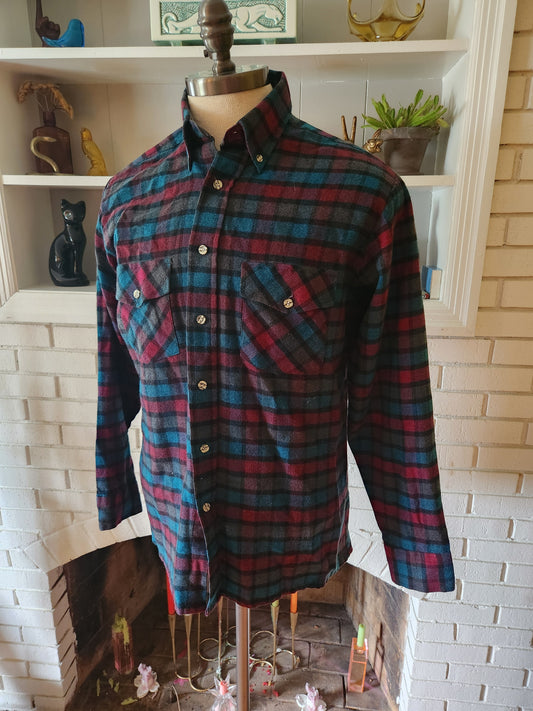 Vintage Long Sleeve Button Down Plaid Shirt by Van Heusen