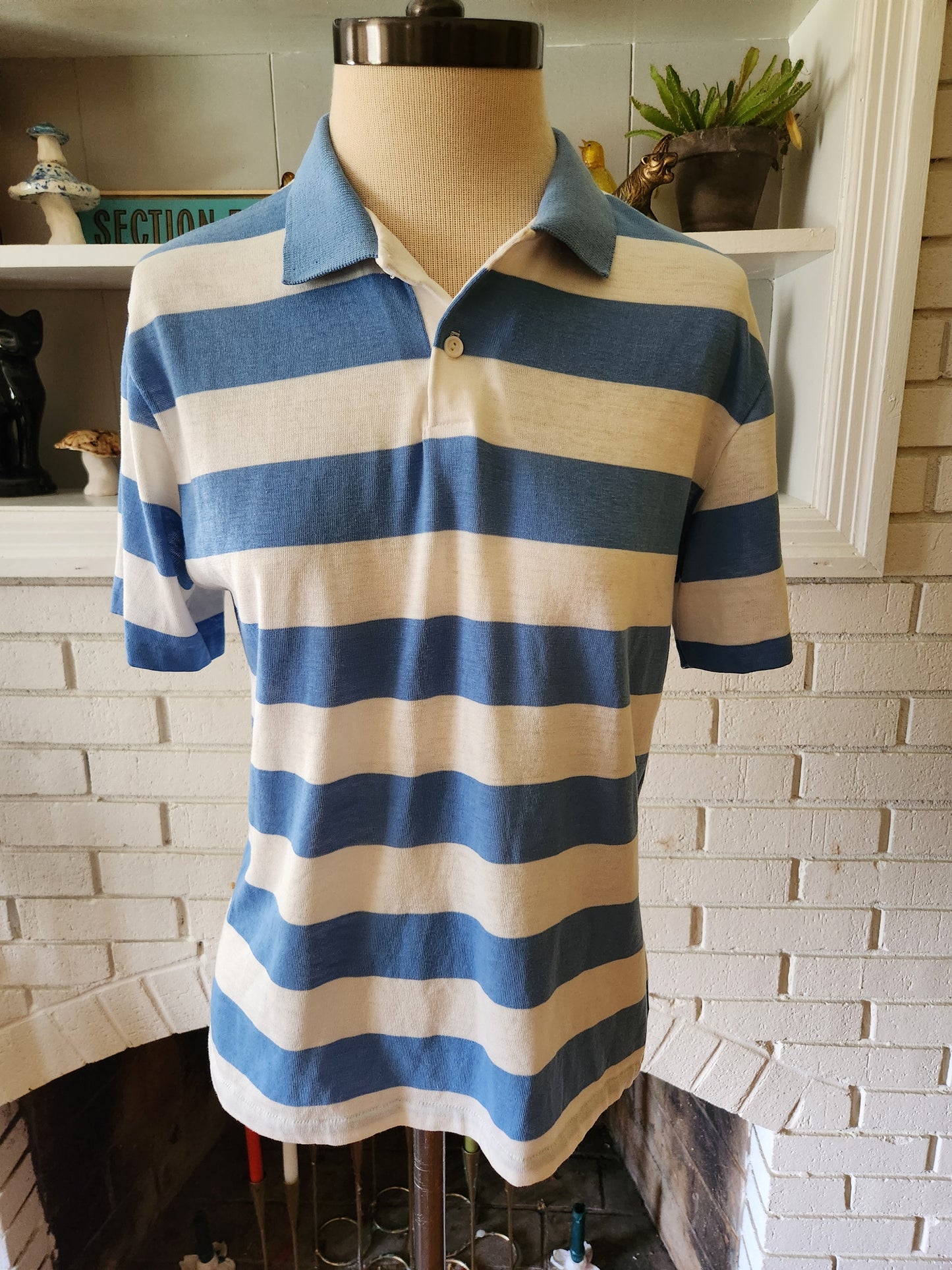 Vintage Short Sleeve Striped Polo Shirt by California Styled