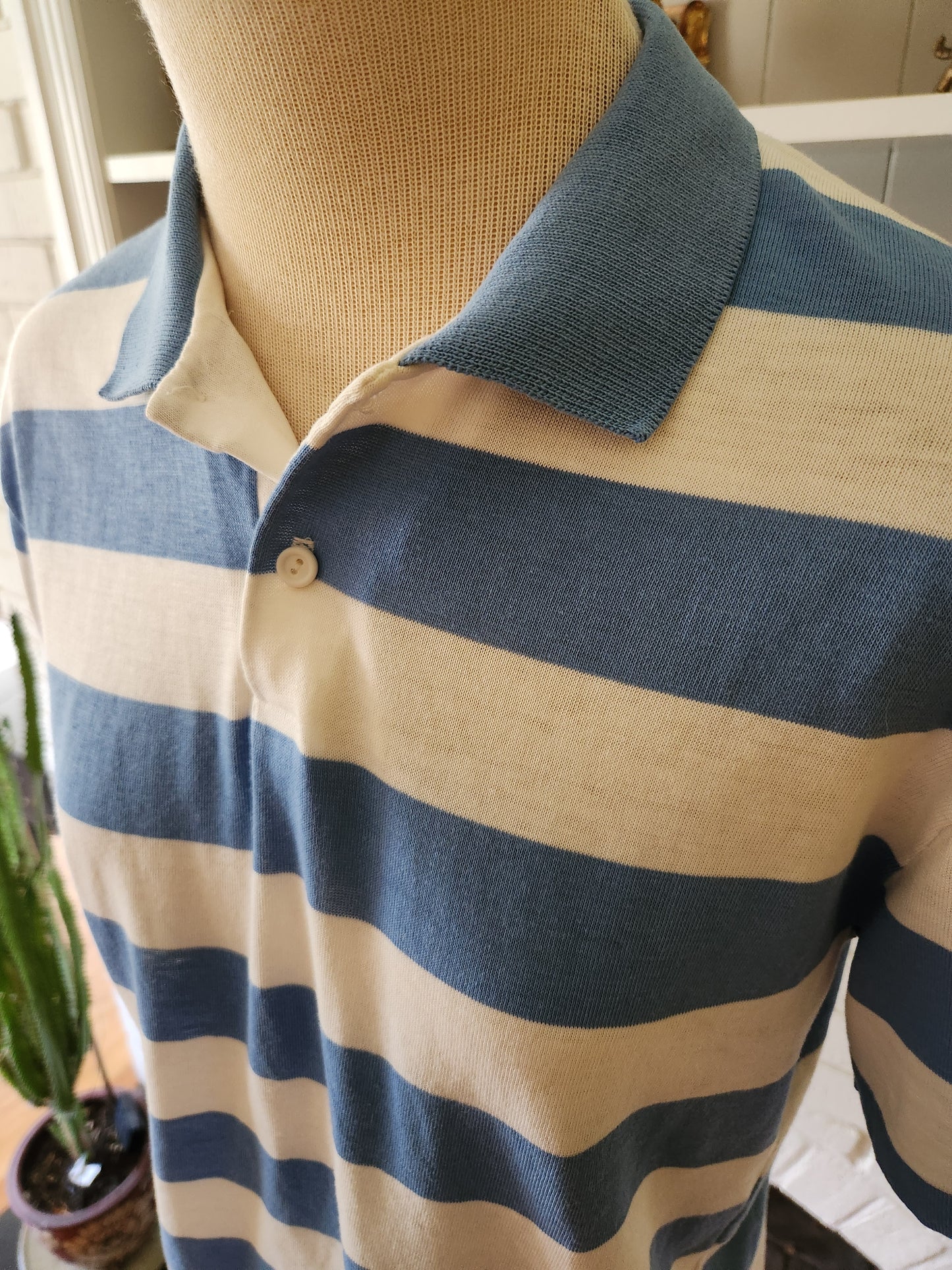 Vintage Short Sleeve Striped Polo Shirt by California Styled