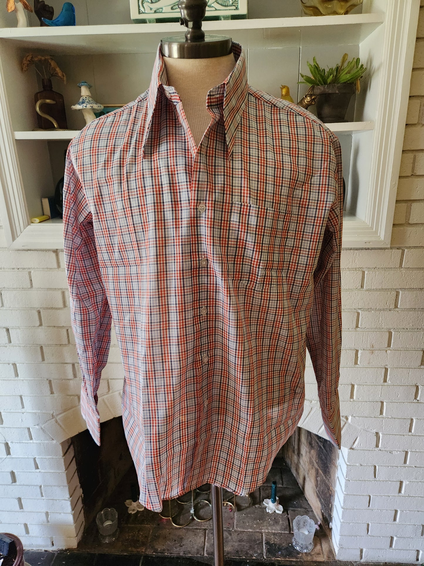 Vintage Long Sleeve Button Down Plaid Shirt by Van Heusen