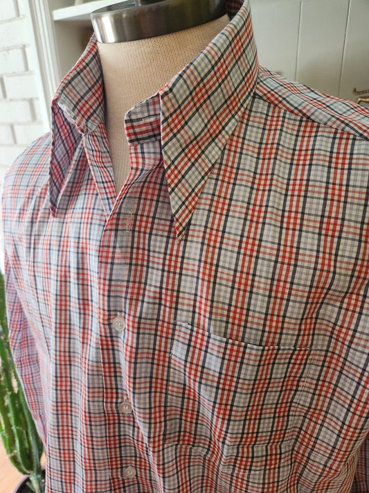 Vintage Long Sleeve Button Down Plaid Shirt by Van Heusen