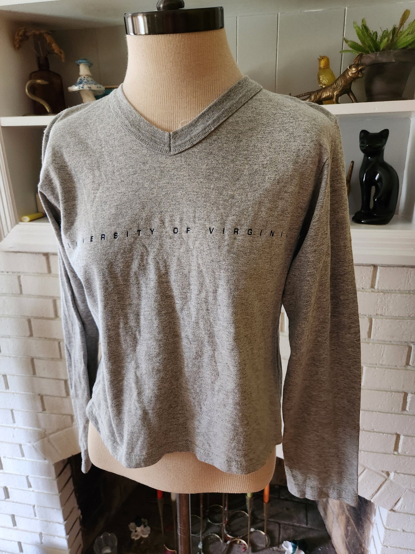 Vintage Cropped Long Sleeve University of Virginia T Shirt by The Cotton Exchange