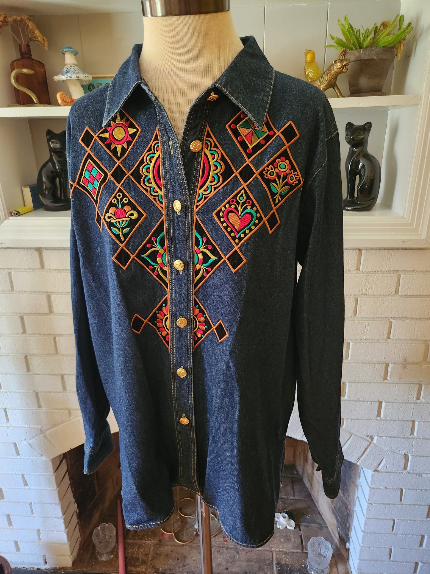 Vintage Button Down Denim Shirt by Bob Mackie