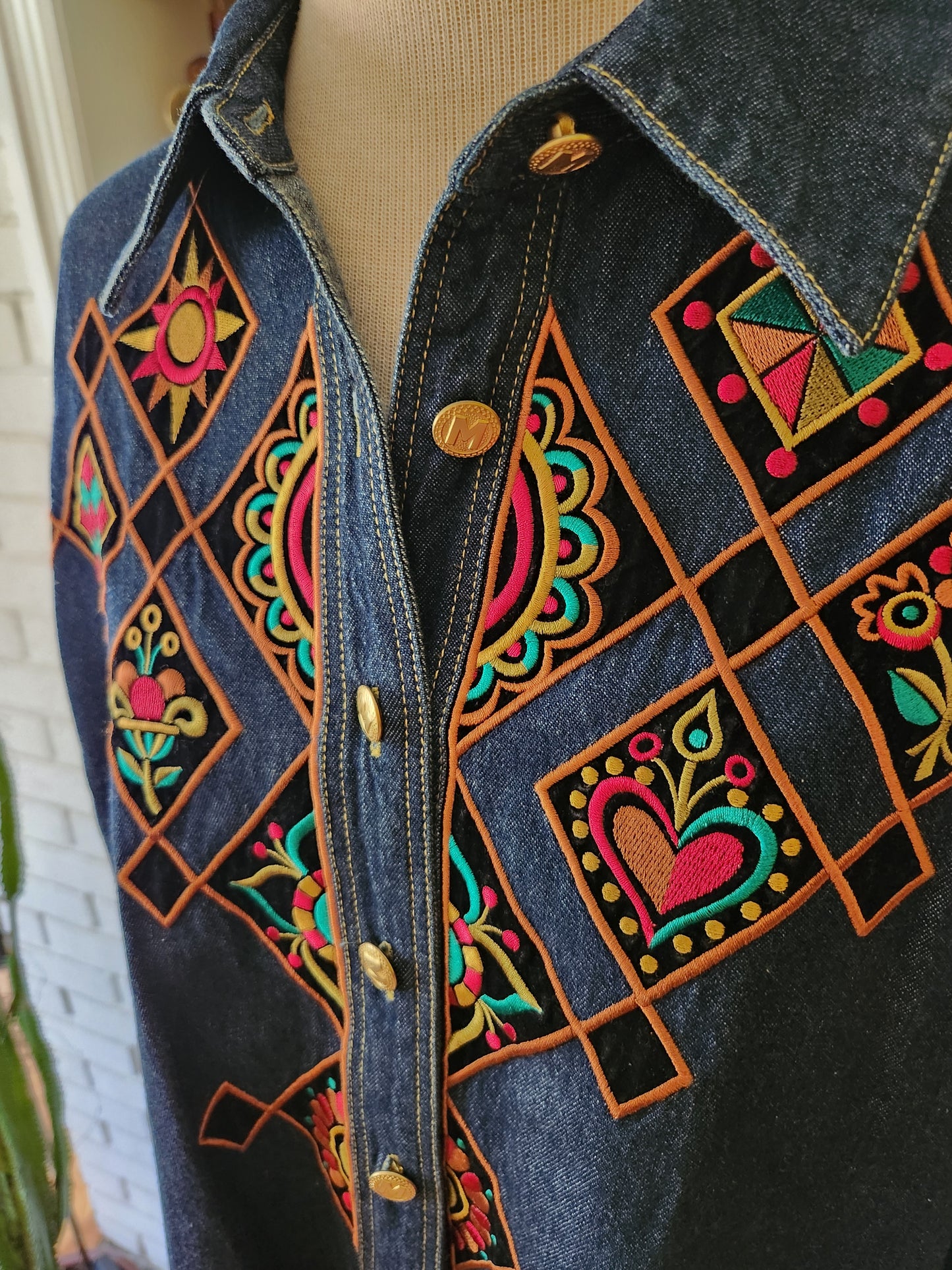 Vintage Button Down Denim Shirt by Bob Mackie