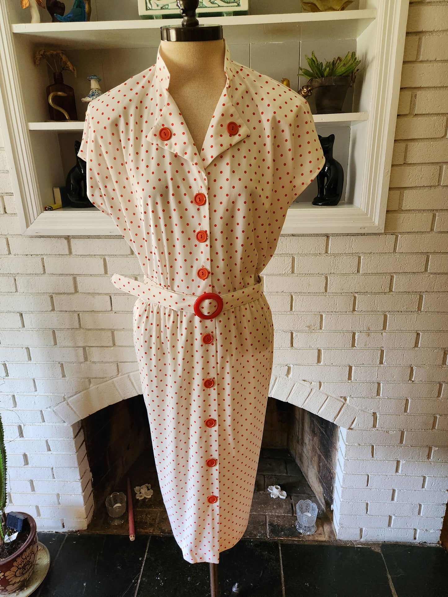 Vintage Sleeveless Polka Dot Dress