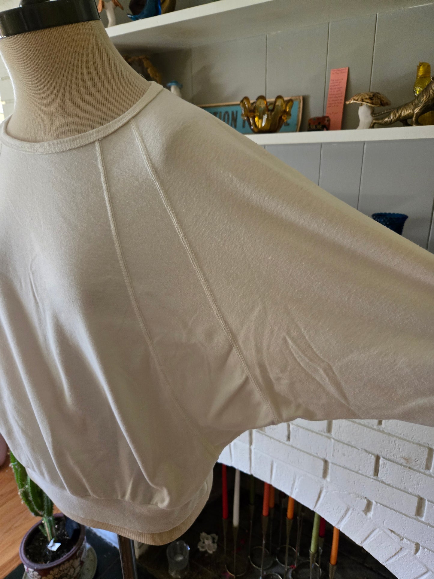 Vintage White "Bat Wing" Blouse by Donnkenny