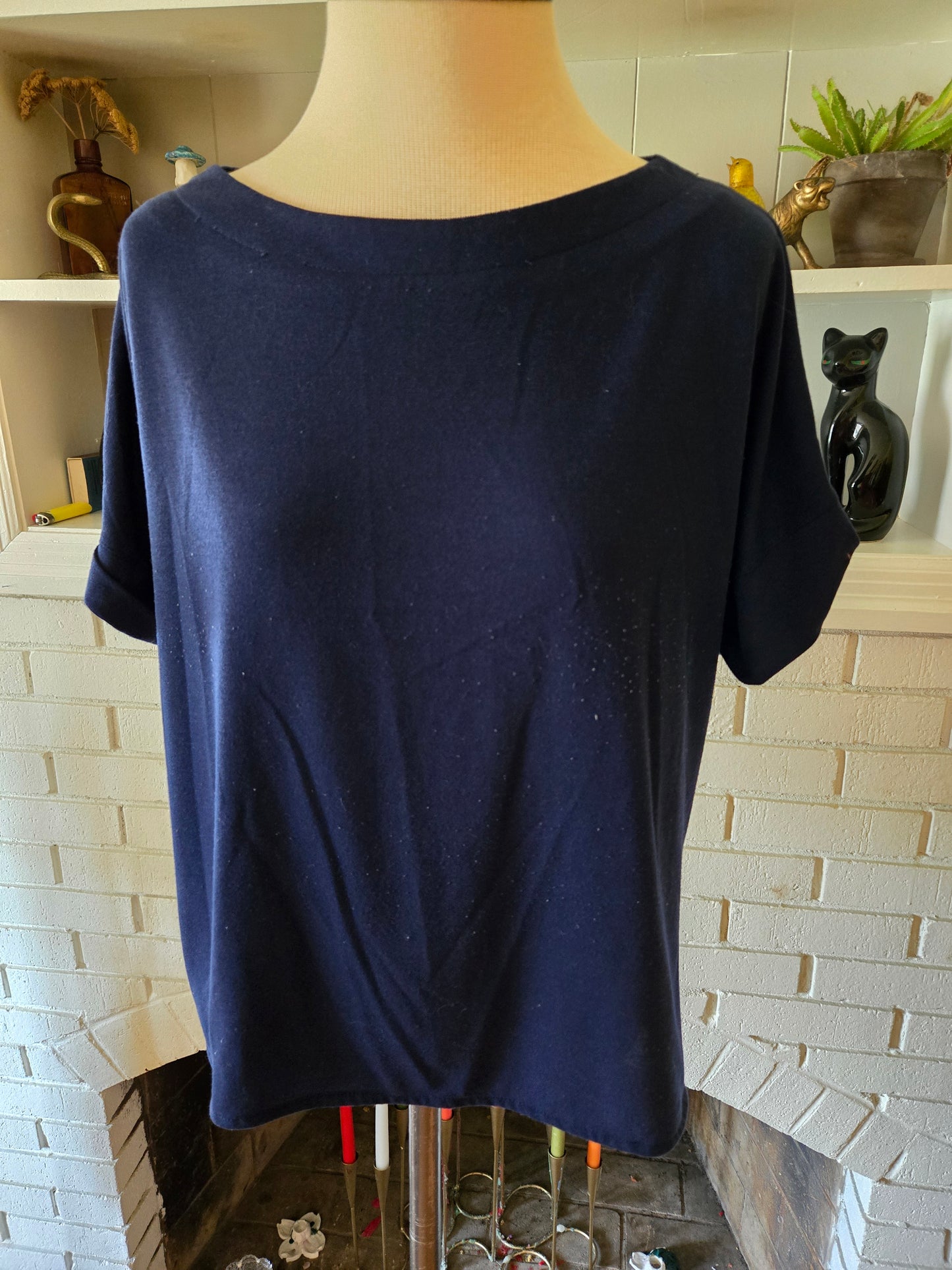 Vintage Dark Blue T Shirt Blouse by Nikki