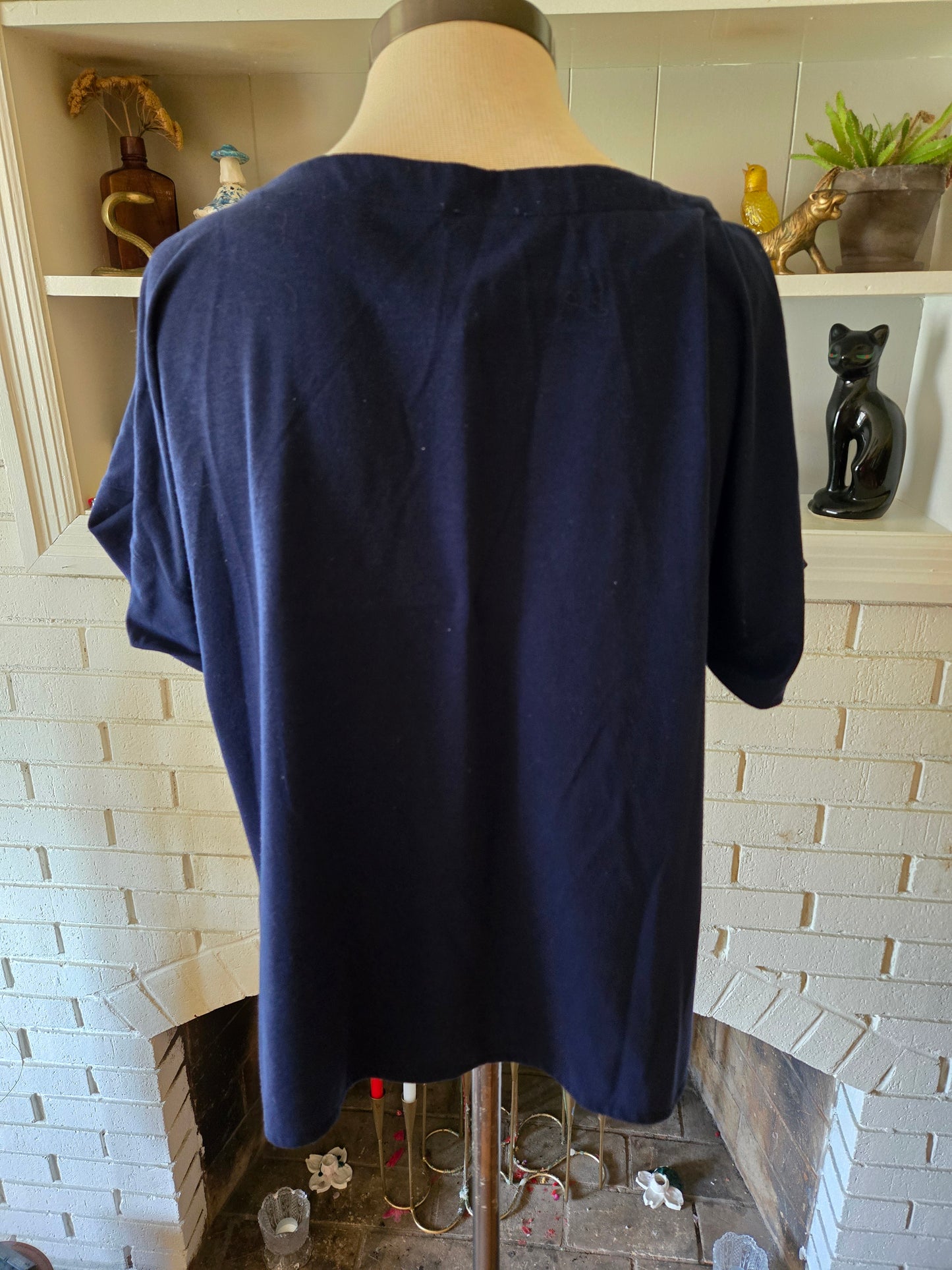 Vintage Dark Blue T Shirt Blouse by Nikki