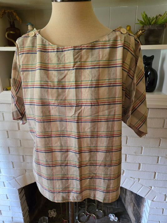 Vintage Short Sleeve Striped Blouse by Donnkenny